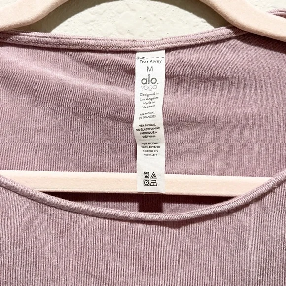Alo Yoga Barre Long Sleeve Tie-Waist Crop Top Mauve Pink Dusted Plum Medium M - Picture 8 of 8